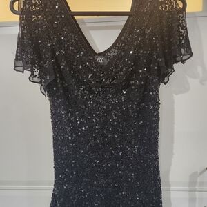 Adrianna Papell Black Sequin Top